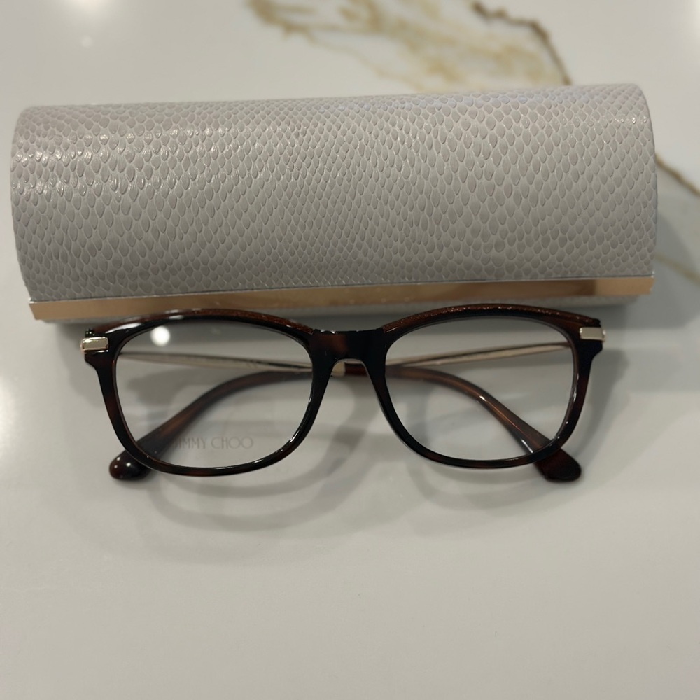 Jimmy Choo Tortoise Shell Glasses with Textured Case